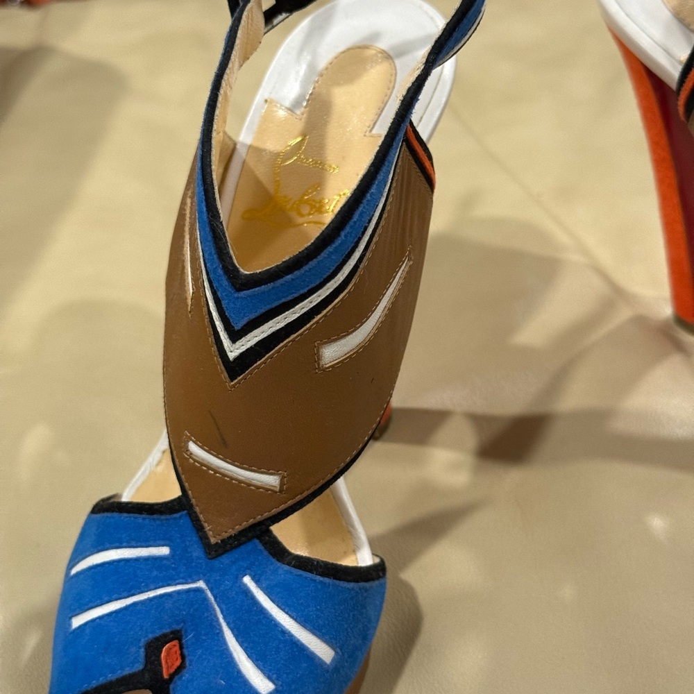 Christian Louboutin ankle strap heels from Tribalou collection RARE color block - Picture 5 of 9